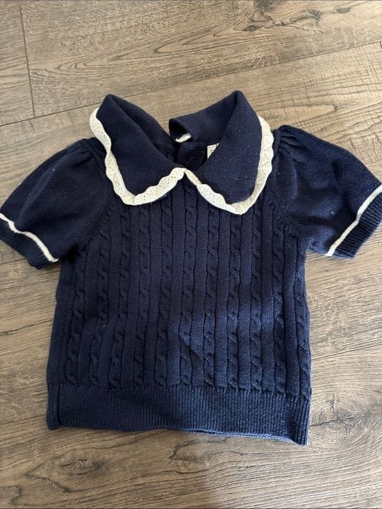 Janie and Jack Navy Cable-Knit Top