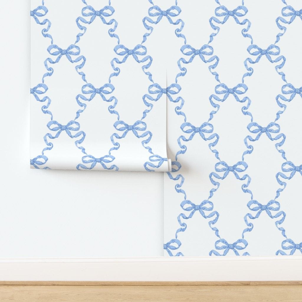 Large Hannah Ribbon Trellis Cornflower Wallpaper