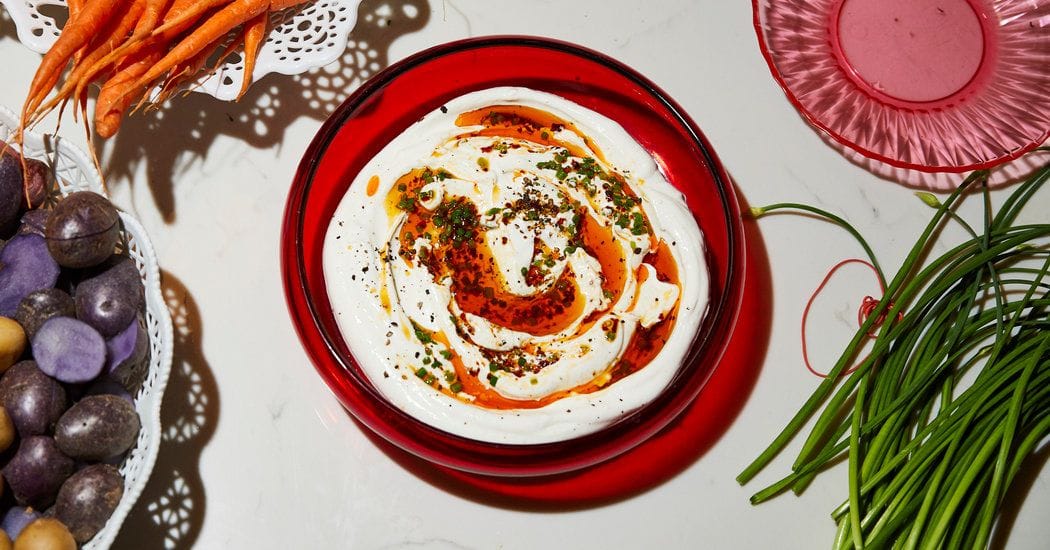 Labneh Dip With Sizzled Scallions and Chile Recipe