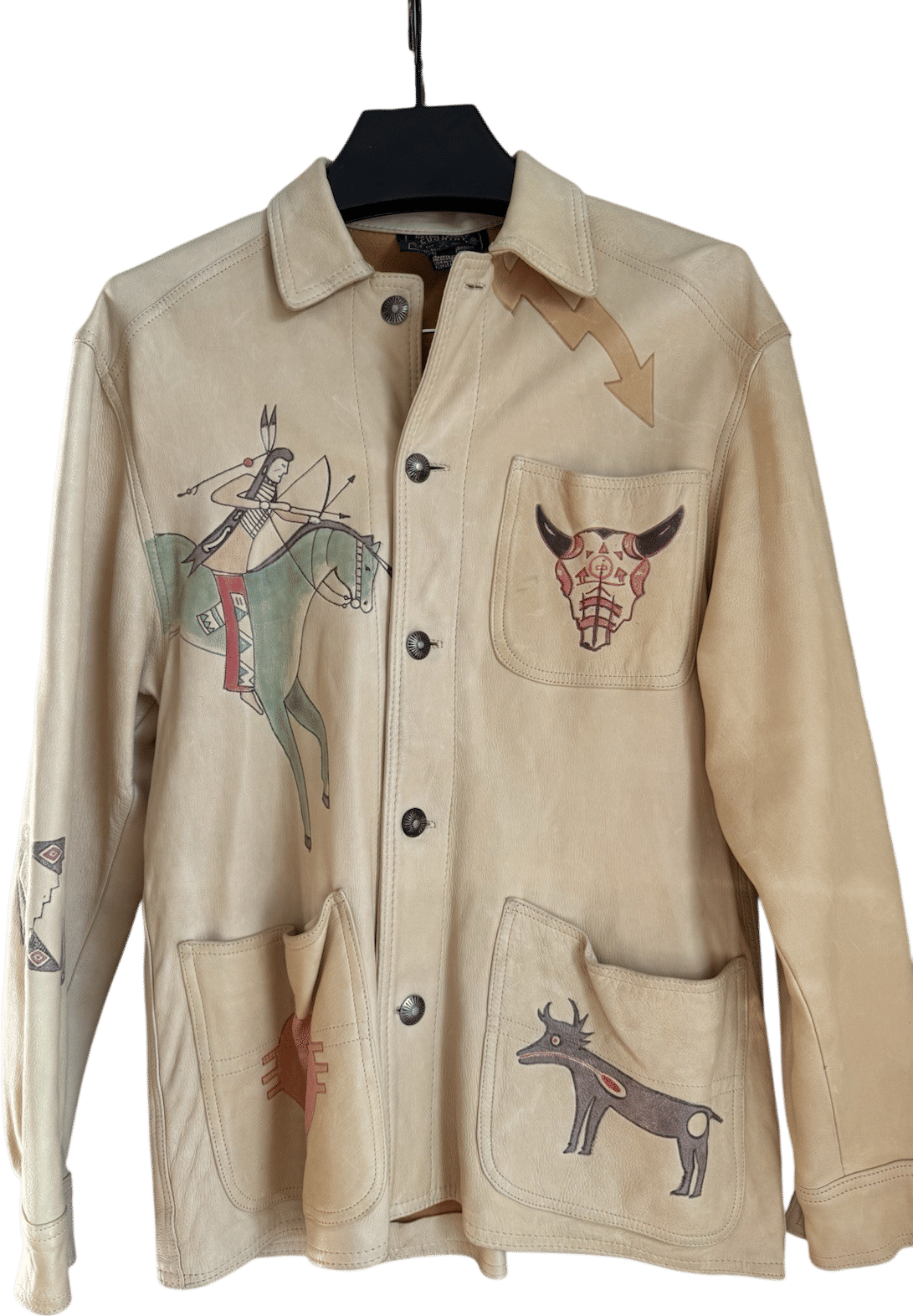 Vintage 80s Ralph Lauren Country Hand Painted Leather Jacket