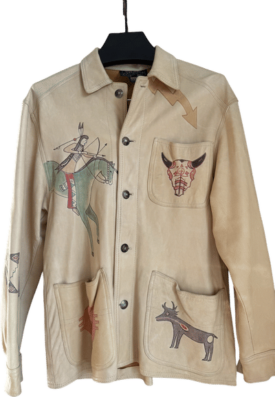 Vintage 80s Ralph Lauren Country Hand Painted Leather Jacket