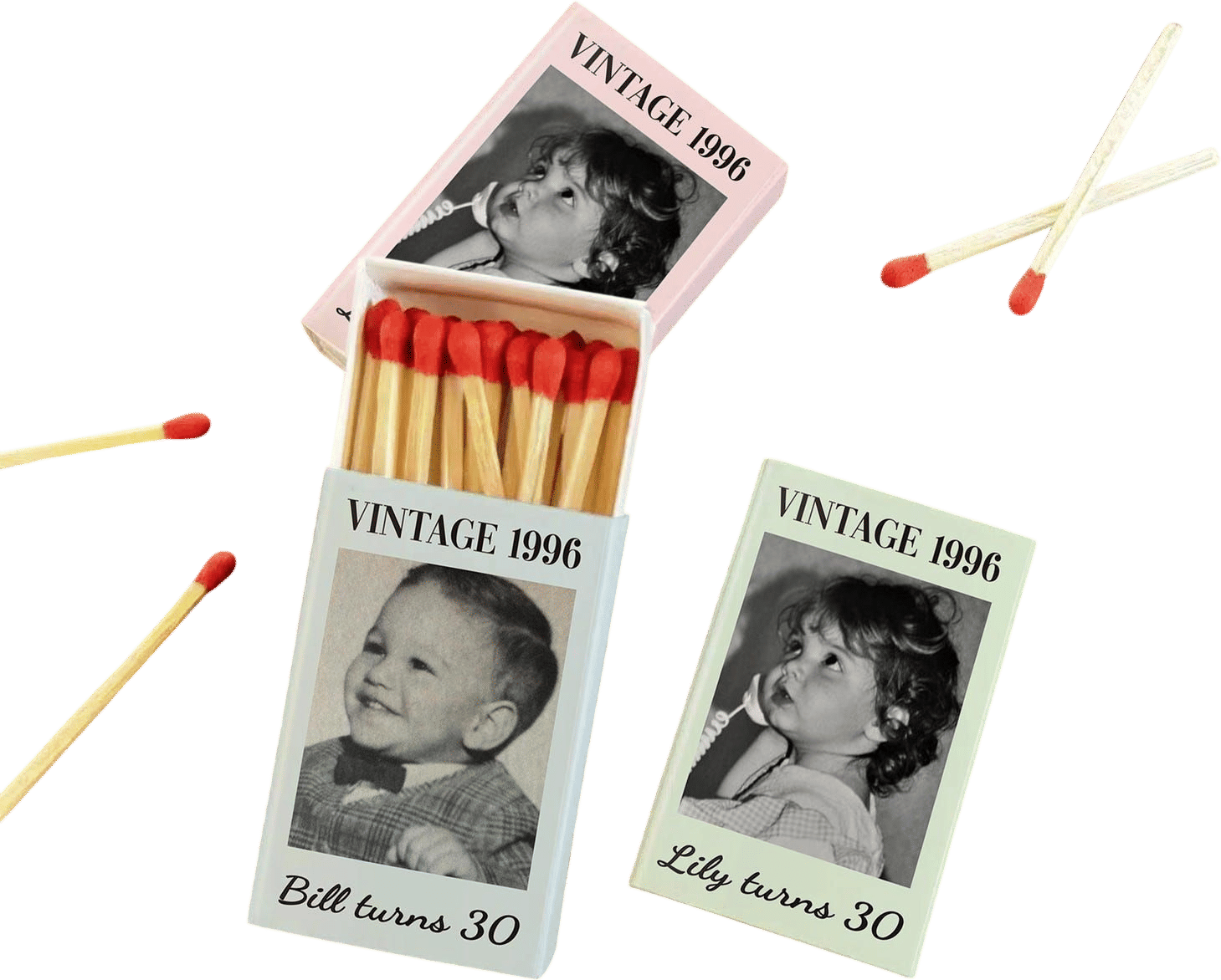 Custom Photo Matchbox Birthday Party Favors (1996)