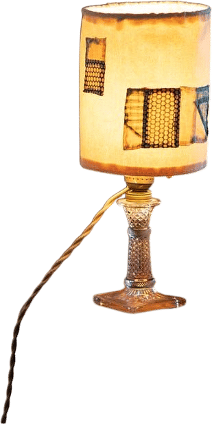 add vintage quilt squares to a lampshade.