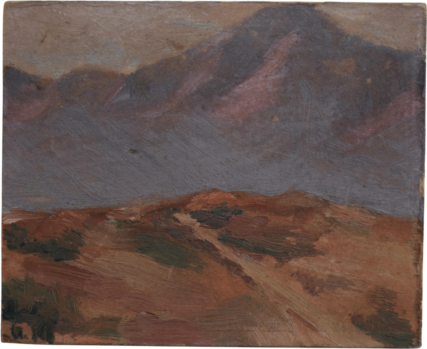 Small Vintage Oil Painting of a Mountainous Landscape