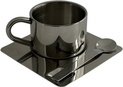 HEDONISM Stainless Steel Cup with Saucer
