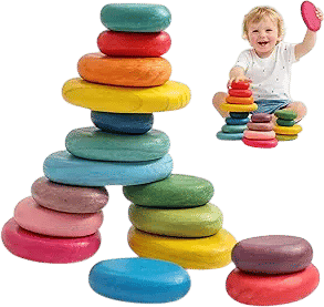 Rainbow Wooden Stacking Rocks