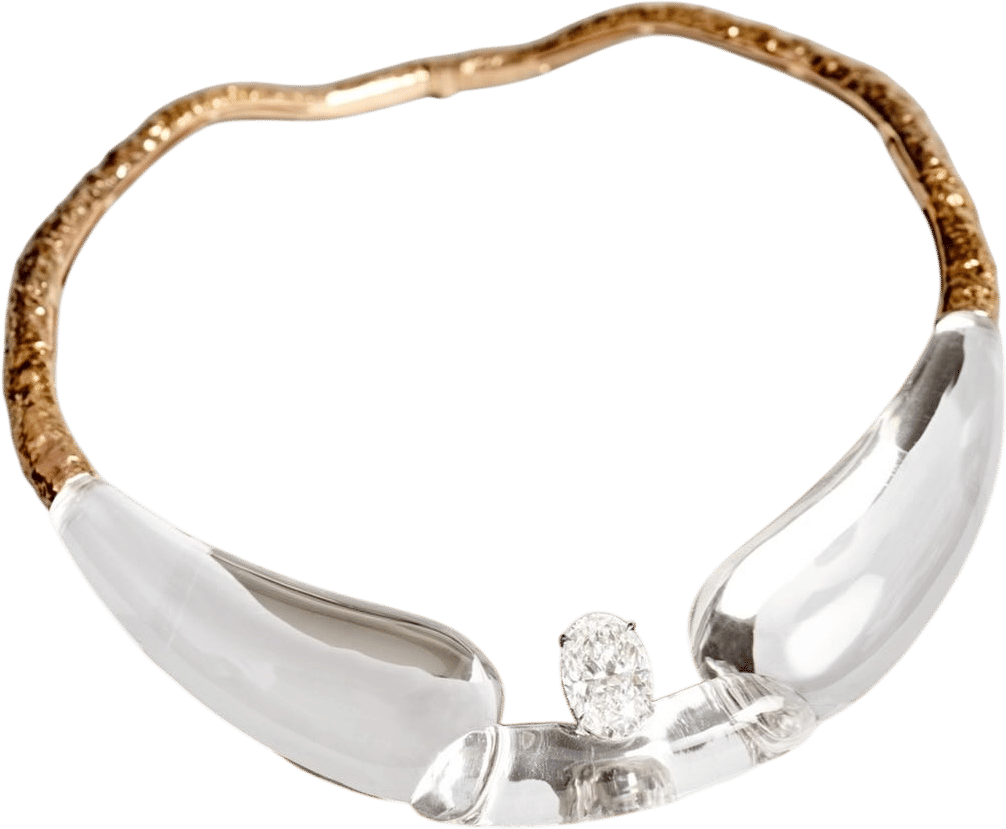 Ana Khouri 13.29 ct White Diamond Rock Crystal Gold Necklace