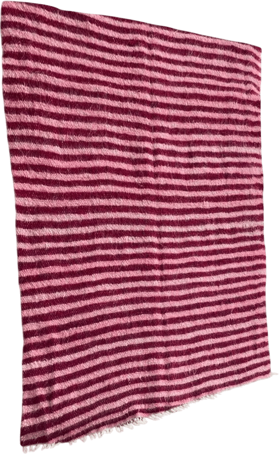 Striped Pink Blanket Mid Century Blanket Queen Bedspread