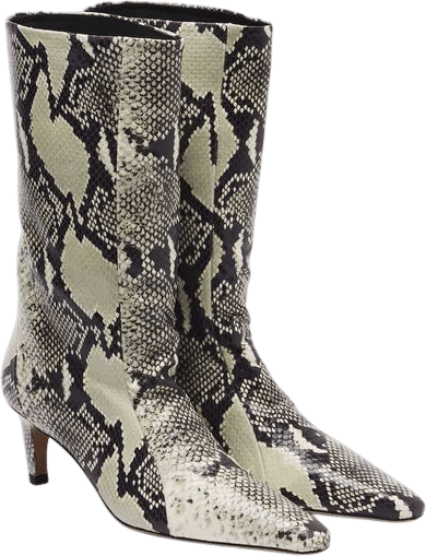 Cave Snake-Effect Leather Mid-Calf Boots
