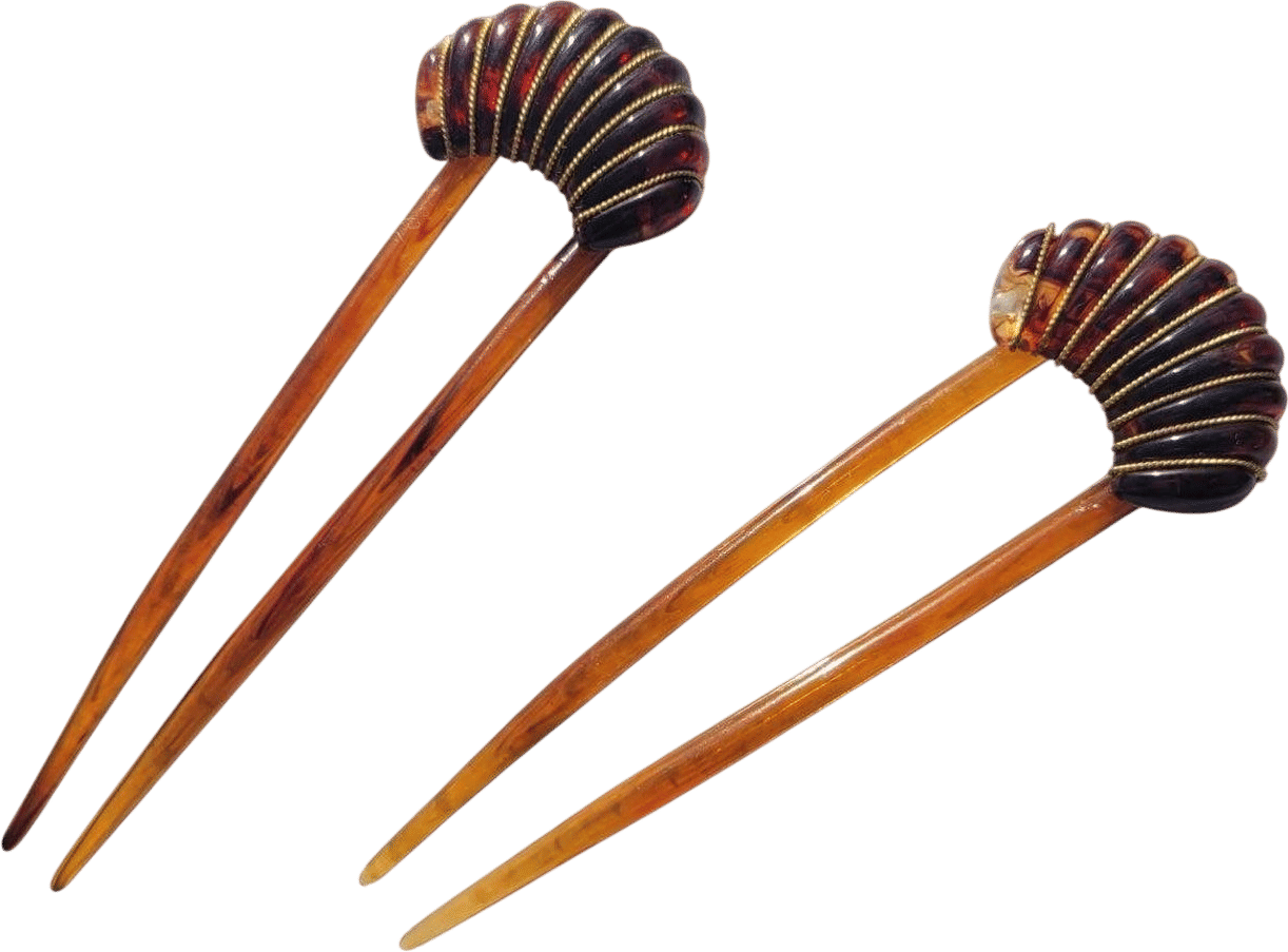 Vintage Italian Wire Wrapped Sea Shell Hair Pins