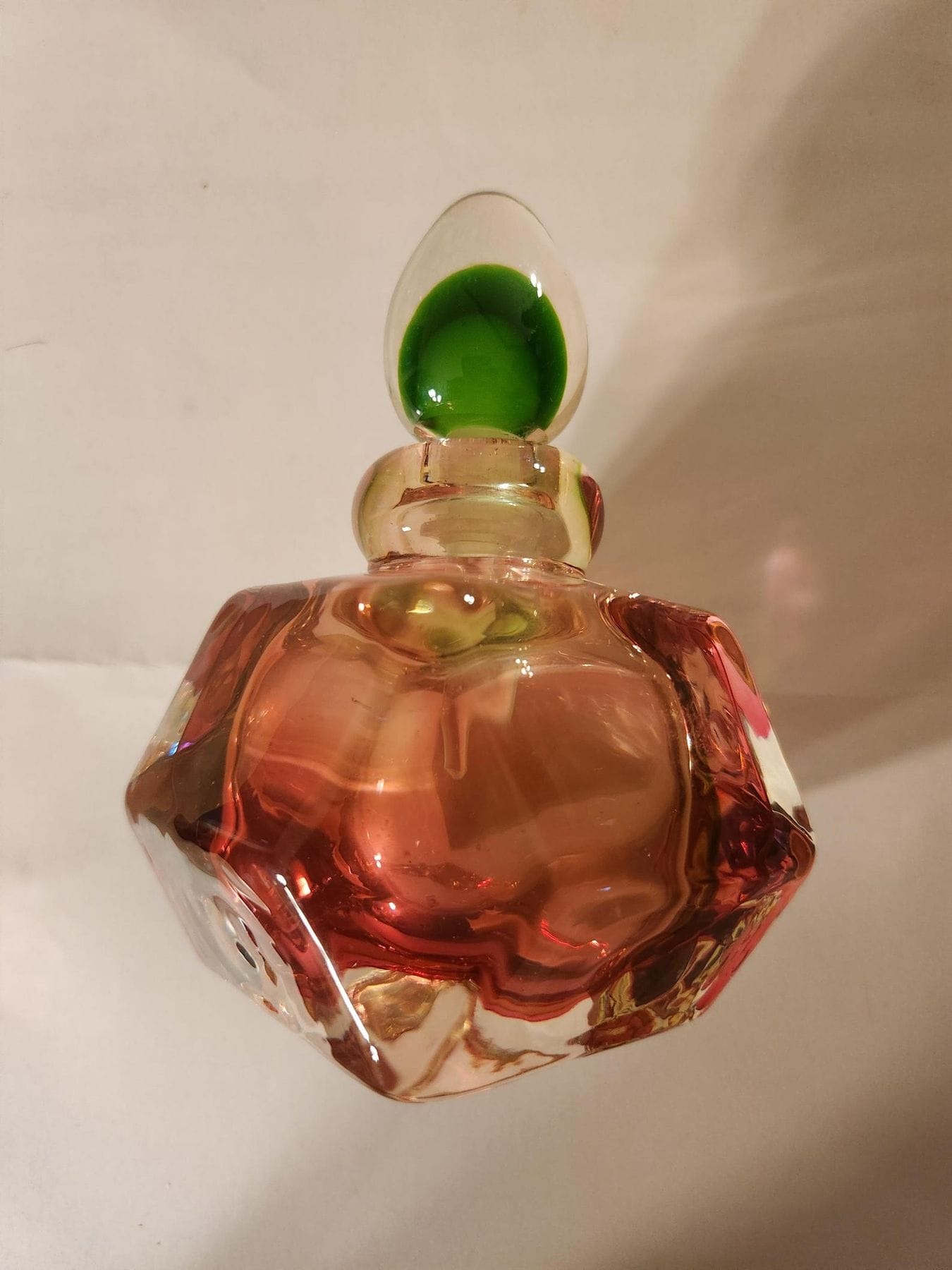 Vintage Murano Glass Perfume Bottle (Pink, Green)