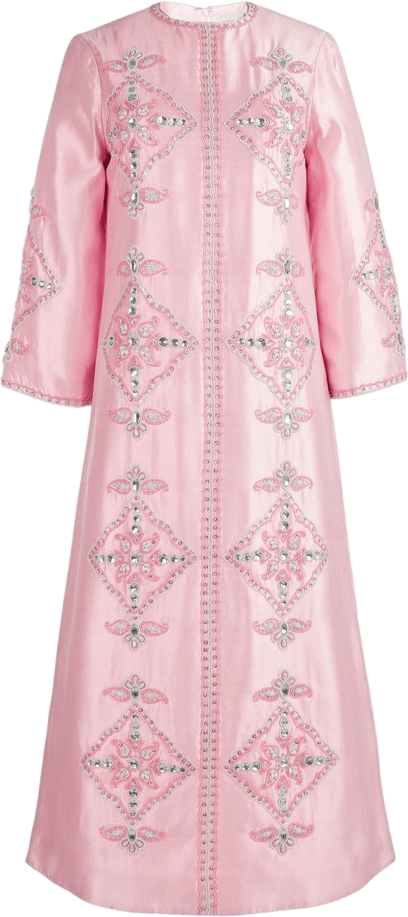 OTM Exclusive: Beaded Clara Caftan in Pink Silk