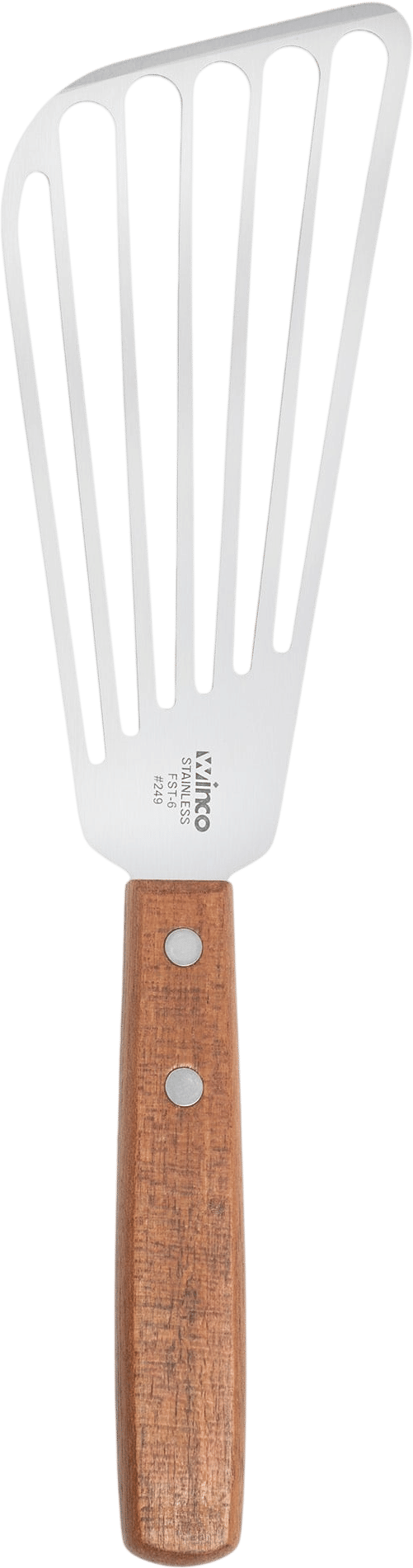 Winco FST-6 6 1/2" Slotted Fish Spatula w/ Wood Handle