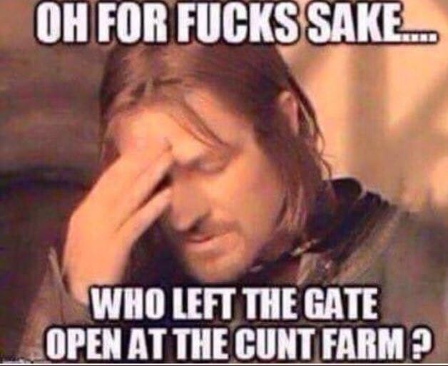 Oh for fucks sake