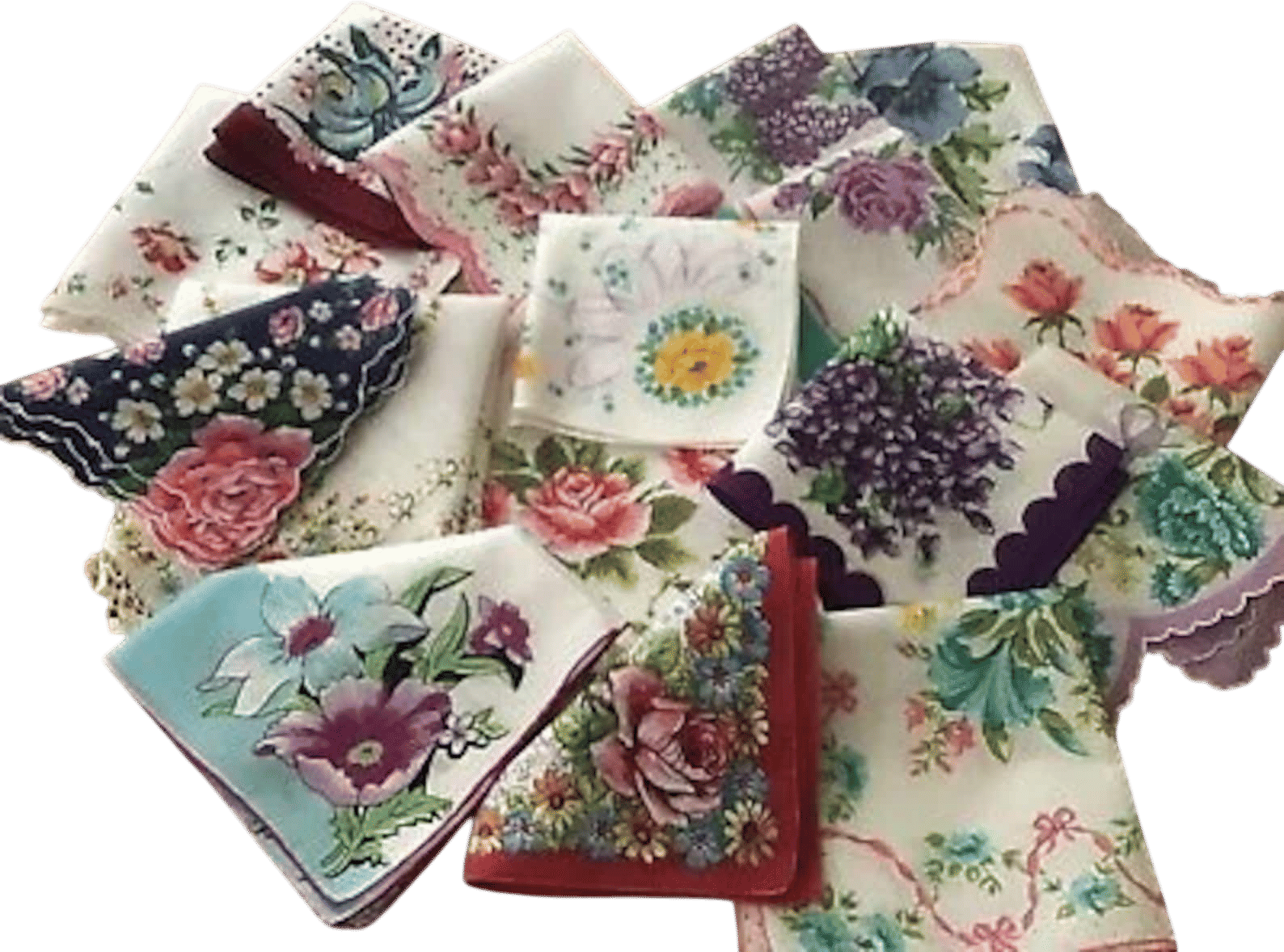 Vintage Handkerchiefs - Cotton, Floral, Embroidered, Linen