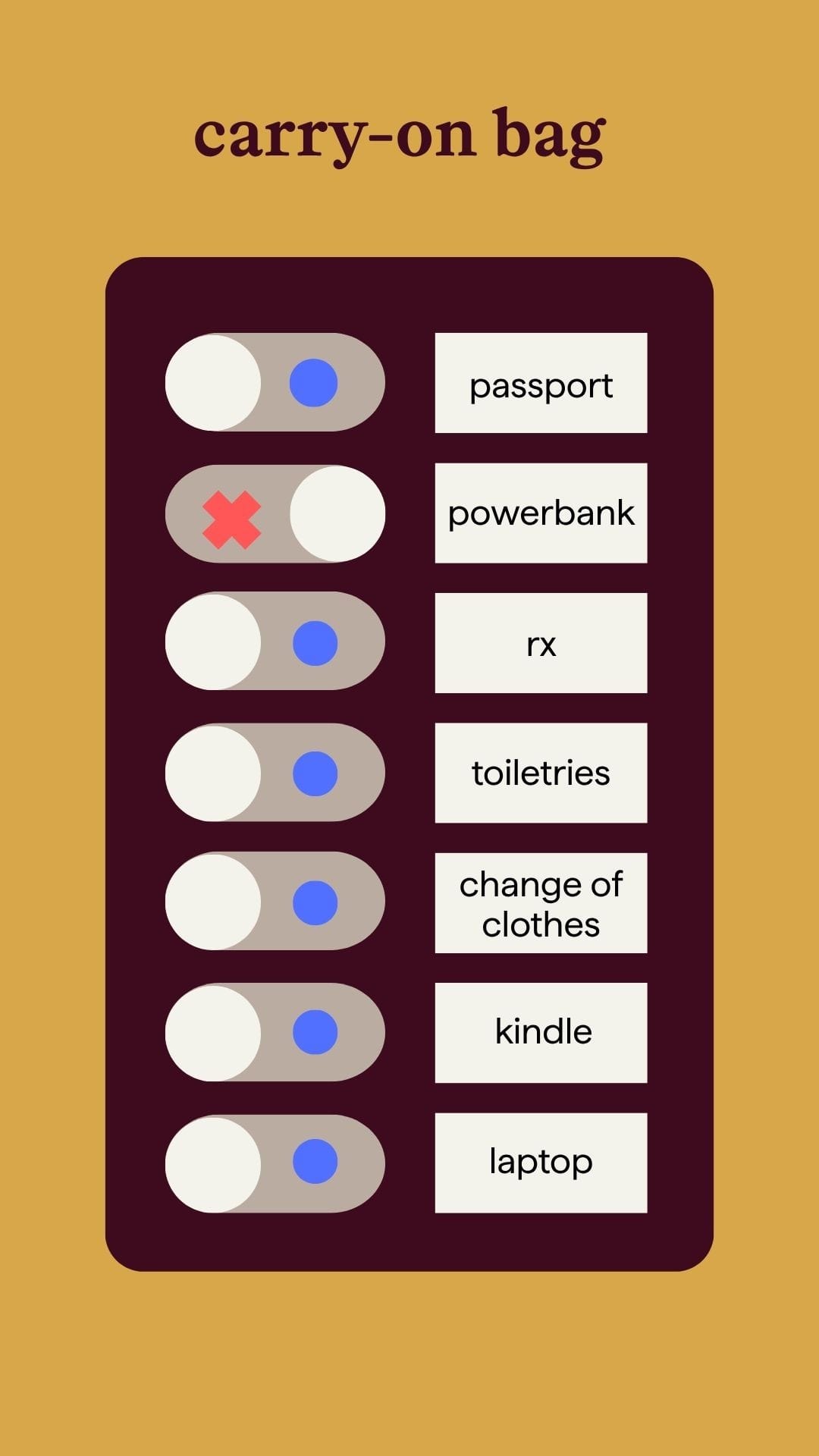 Carry-on Bag Keychain List