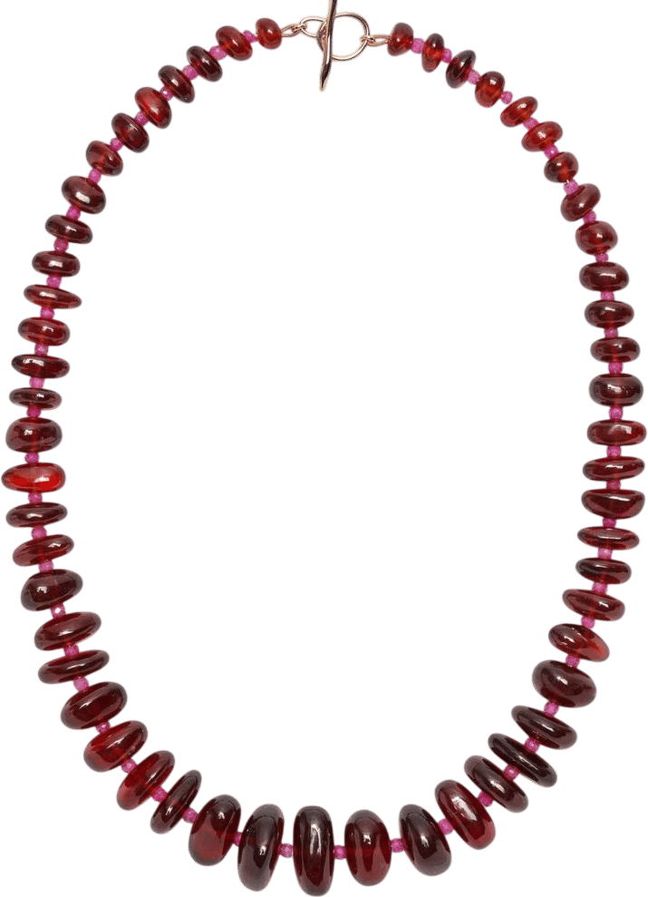 Garnet & Pink Sapphire 14k Gold Necklace