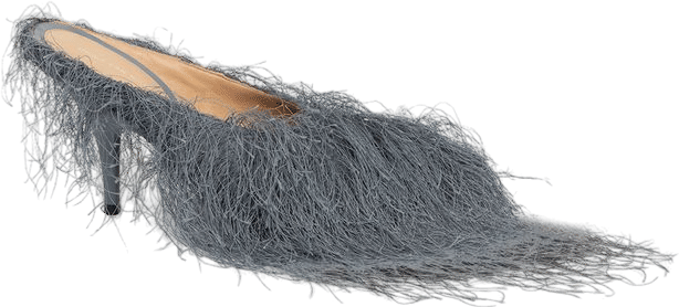 Heeled fringed mules