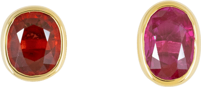 Mismatched Pink & Red Ruby Studs