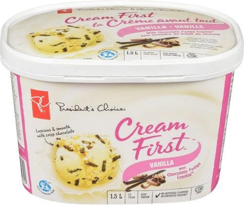 vanilla fudge crackle ice cream (President’s Choice)
