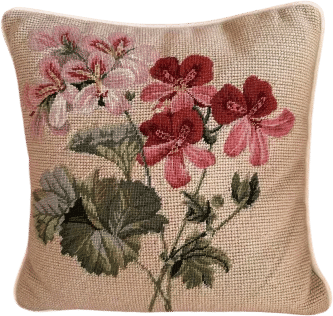 Petit Point Geranium Pillow