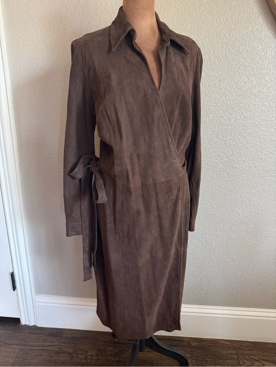 Vintage Brown Leather Wrap Dress