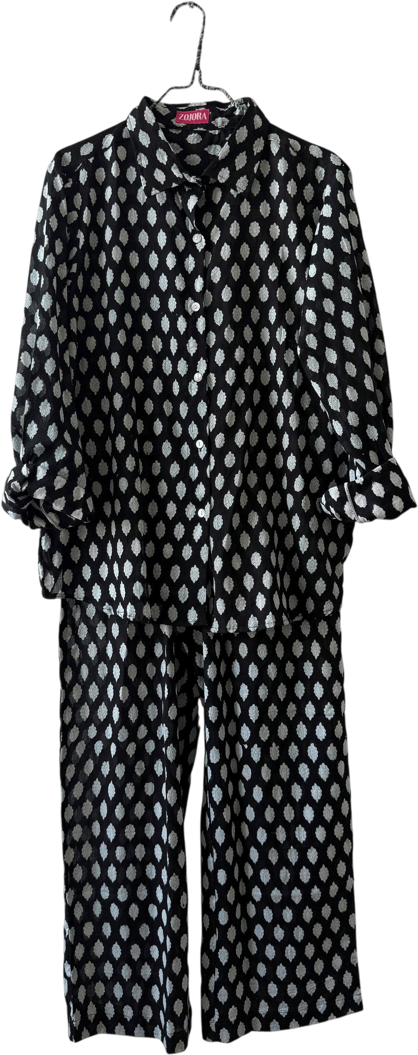 ZOJORA Jet Black Badam Print Pants