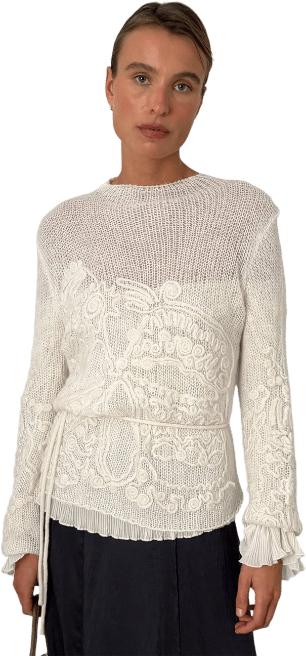 LAAGAM Kalea Ecru Knit + Petra Ecru Textured Blouse