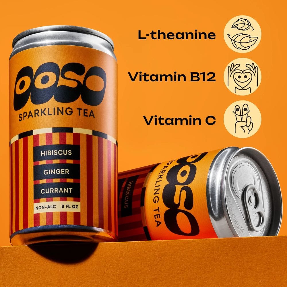 Ooso Hibiscus Ginger Currant Sparkling Tea (4 Pack)
