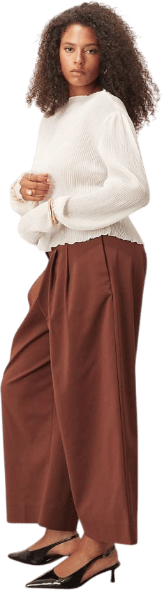 ASOS DESIGN Curve tailored cropped adjustable tab waist pants in chocolate