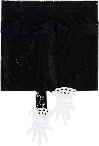 Black Embroidered Mini Lace Hands Apron