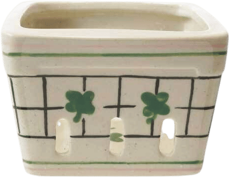 Hand-Painted Stoneware Berry Basket - Clovers