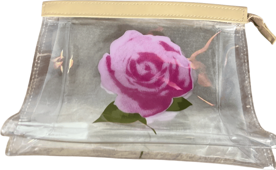 Vintage Clear Vinyl Rose Cosmetic Bag