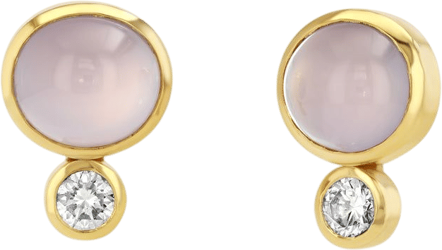 Lavender Chalcedony & Diamond Earrings