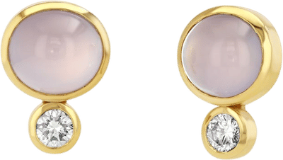 Lavender Chalcedony & Diamond Earrings
