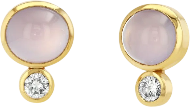 Lavender Chalcedony & Diamond Earrings