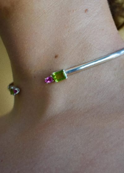 Peridot and Pink Sapphire Choker