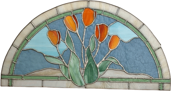 Handmade Stained Glass Tulip Panel