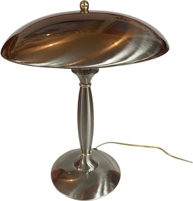 Vintage Mushroom Space Age Table Lamp Brushed Nickel Gold Accents 18" - Etsy