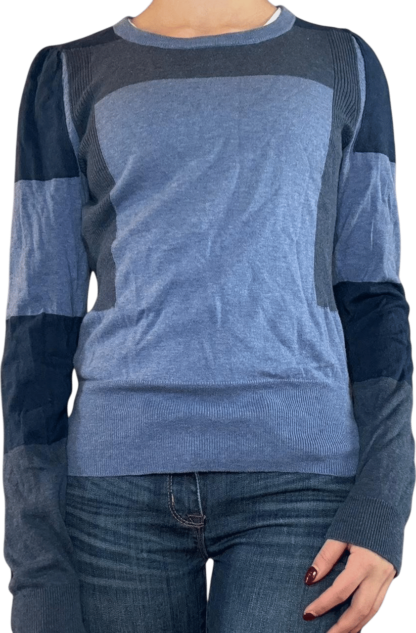 Marc by Marc Jacobs Women's Blue and Navy Patchwork Jumper