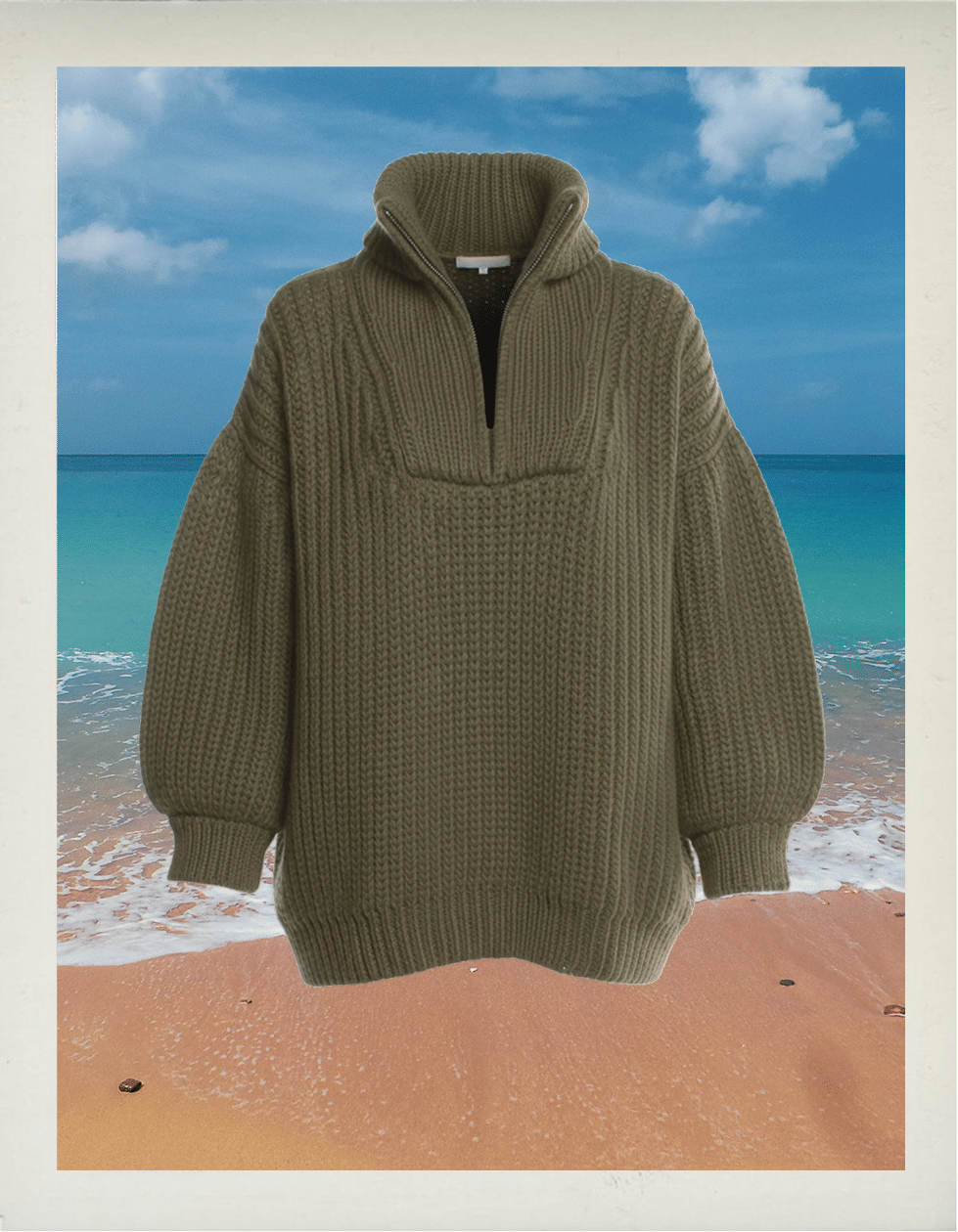 Hand Knit Mr. Mittens Wool Quarter Zip | XS