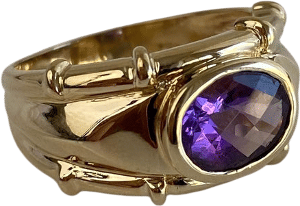 Vintage 14k Yellow Gold Amethyst Ring