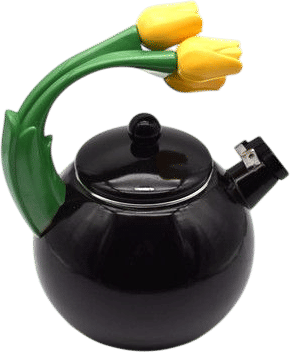 Vintage Ancona Teapot Black Enamel Yellow Tulip ~ Missing Hummingbird | eBay