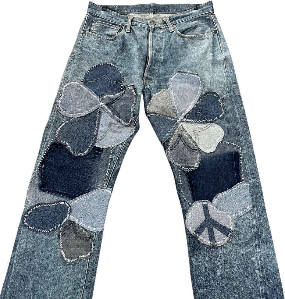 33 X 30 Vintage 90s Kapital Jeans Selvedge Hippie Patchwork Denim, Reworked Upcycled Retro Pants, Unique Boho Style for Casual Wear - Etsy