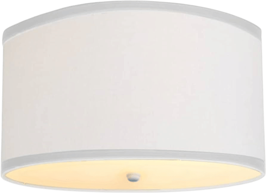 Moderne Flush Mount Conversion Kit 18"w White Linen Shallow Drum Lampshade