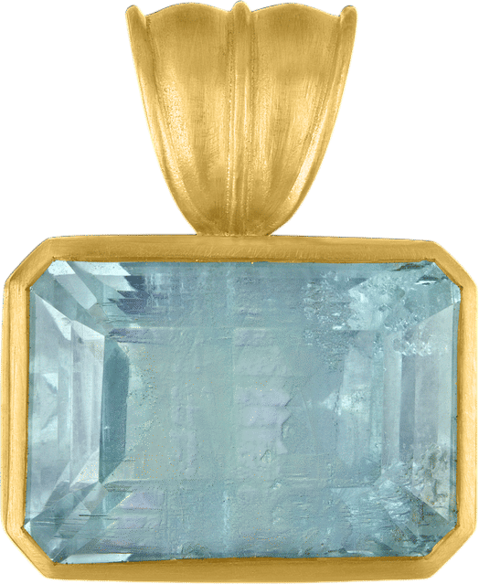 Medium Aquamarine Block Pendant