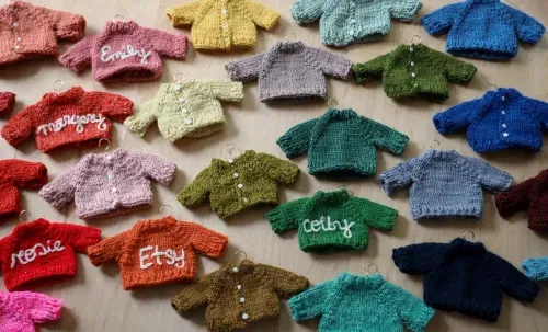 Hand-Knit Cardigan Sweater Ornament