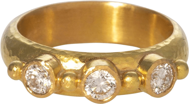 Elizabeth Locke Round Diamond Gold Dot Stack Ring