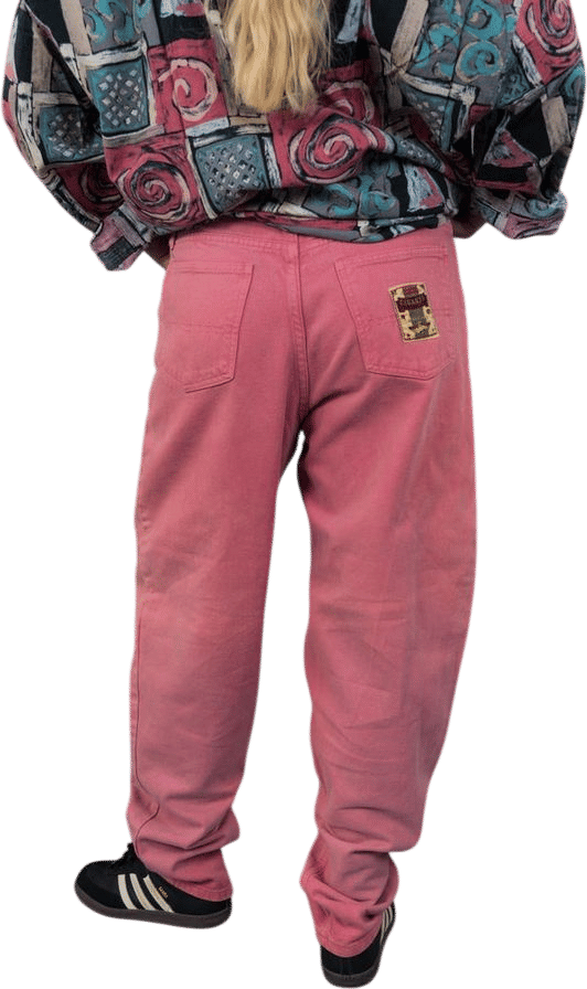 Vintage 80s Pink Baggy Pants With Patch | Retro High-waisted Loose Fit Trousers | Size L - Etsy