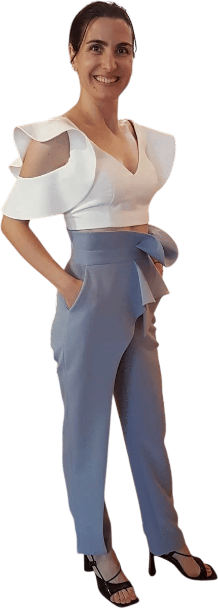 Cold Shoulder Crop Top and High-Waisted Trousers Bridal Set